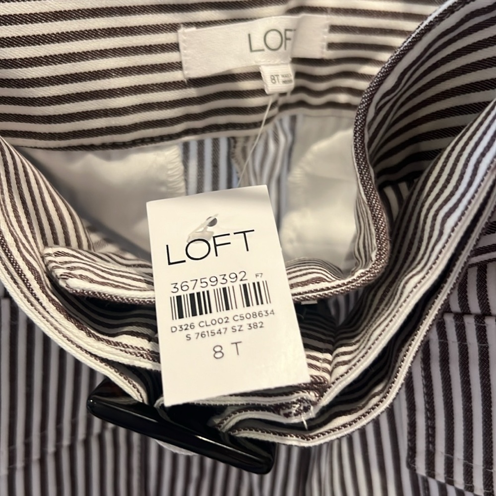 LOFT 8T striped pants with adjustable belt NWT - Picture 4 of 9
